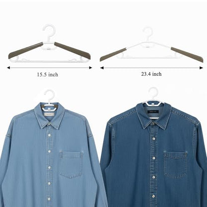 6-Pack Heavy Duty Plastic Extra-Wide Arm 15"-23" Suits Clothes Hangers with Swivel Hooks,Perfect for Coat,Jacket,Dress,Shirt,Trousers or Closet Space Saving,Grey&White - color: Grey&white