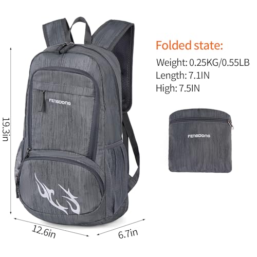 FENGDONG 35L Lightweight Foldable Waterproof Packable Travel Small Hiking Backpack Daypack for men women - color: A6-dark Gray