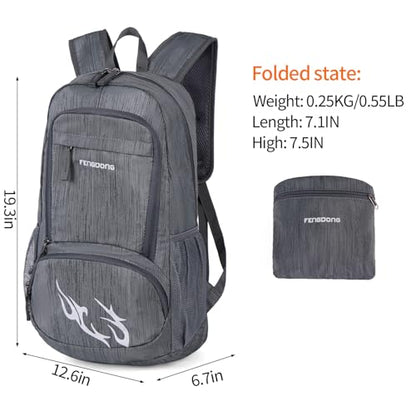 FENGDONG 35L Lightweight Foldable Waterproof Packable Travel Small Hiking Backpack Daypack for men women - color: A6-dark Gray