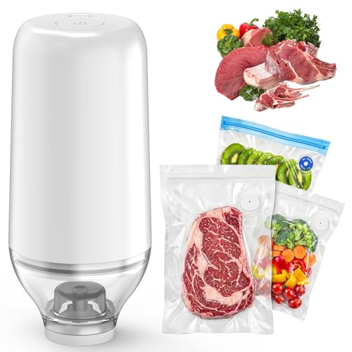 Handheld Vacuum Sealer, Sous Vide Vacuum Pump, Rechargeable Hand Held Vacuum Sealer for food Storage, Camping, Sous Vide, Reusable Vacuum Bags Compatibility, White(Pump Only) - color: White