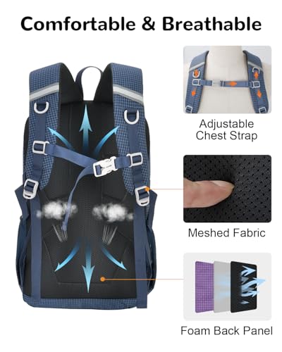 20L Small Waterproof Hiking Backpack Men Women, Lightweight Small Travel Backpack for Outdoor, Blue - color: Blue