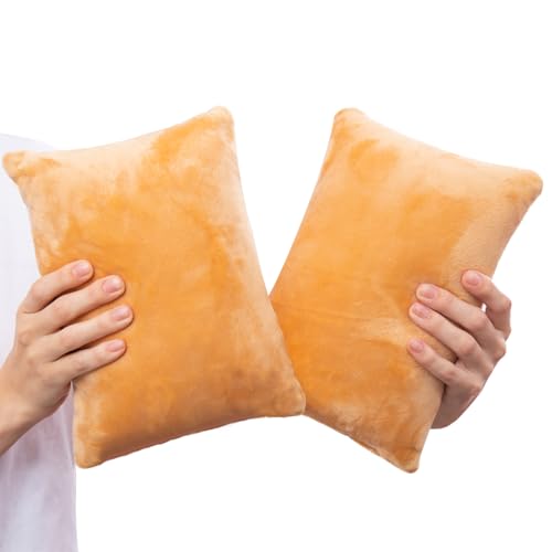 1 MIDDLE ONE 2 Pack Small Pillow, Memory Foam Mini Pillow 11 X 7 Inches for Travel, Sleeping, Nap and Neck, Knee, Lumbar Support, Tiny Cushion for Pet, Dogs (Camel) - color: Camel, size: 11x7 inch