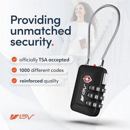 TSA Accepted Luggage Travel Lock, Set-Your-Own Combination Lock for School Gym Locker, Luggage Suitcase Baggage Locks, Filing Cabinets, Toolbox, Case (Black, 2 Pack) - color: Black, size: 2 Pack