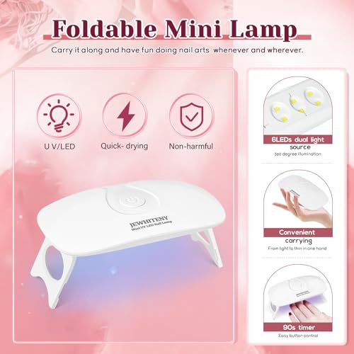 JEWHITENY 14 PCS Poly Nail Gel Kit Poly Extension Gel Kit Starter Kit With Slip Solution Professional Extension Set With LED Lamp Nail Art Design Beginner All In One - color: A01