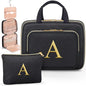 Gifts for Women, Initial Toiletry Makeup Bag Hanging Cosmetic Organizer with Embroidery Letter Personalized Nurse Teacher Appreciation Birthday Mothers Day Gifts for Mom Sister Wife Friends Auntie Her - style: A