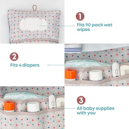 HAMUR Baby Diaper Bag Organizer – Compact & Foldable Stroller Pouch for Newborn Essentials | Travel-Friendly | Fits Boys & Girls (Space) - color: Space