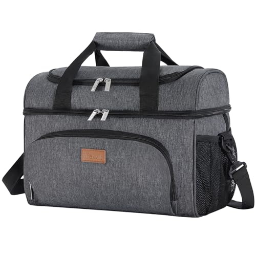 Lifewit Insulated Cooler Bag, Large Leakproof Beach Cooler, Lightweight Portable Double Layer Soft-Sided Travel Ice Chest for Camping, Kayaking, Road Trips, Grocery Shopping - color: Dark Gray, size: 32-can