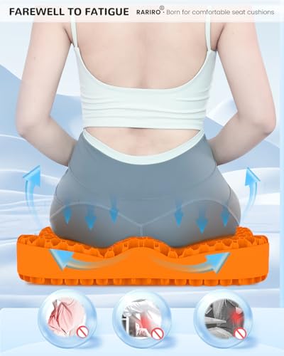 Enlarged 19.7" Gel Seat Cushion, Egg Gel Chair Pads for Wheelchair Pressure Coccyx Sciatica Pain Relief, Cooling Desk Seat Cushion for Kayak, Car, Office Chair Long Sitting[Orange] - color: Orange, size: 19.7*16.1*3.5in