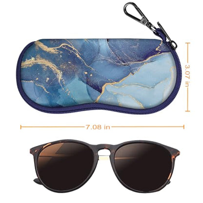 FINTIE Glasses Case with Carabiner, Ultra Light Portable Neoprene Zipper Sunglasses Soft Case - color: Ocean Marble