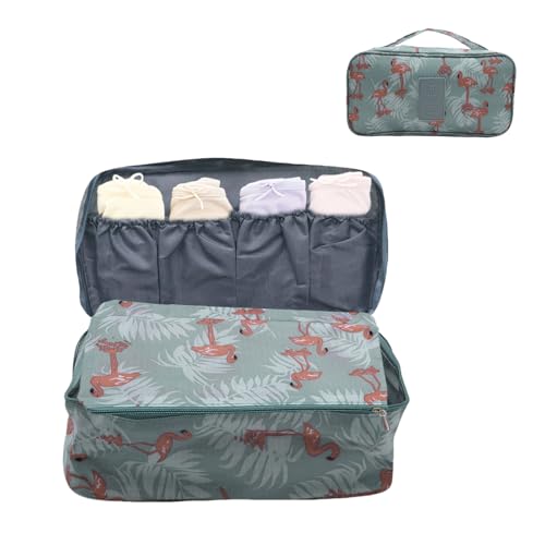 Bra Underwear Storage Bag Portable Multi-Functional Travel Organizers Pouch Case Packing Cube Cosmetic Bag,Blue Flamingo - color: Blue Flamingo