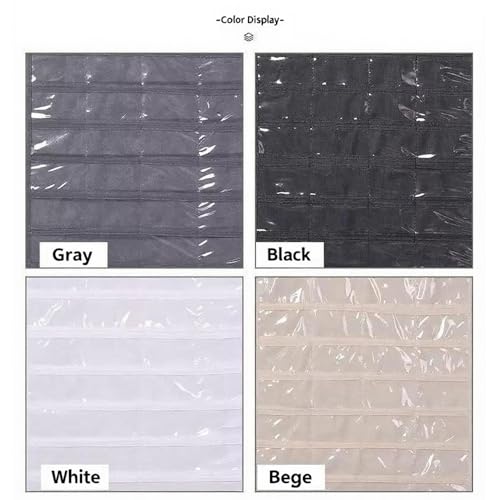 Hanging Jewelry Organizer Pockets Canvas Double Sided Rotating Hanger Necklace Hanging Wall Organizer Jewelry Roll for Earrings, Necklaces,Sunglasses,rings (80-Pocket Black) - color: Black