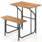 Giantex Single Picnic Table Bench Set, Acacia Wood Outdoor Dining Table Set, Heavy Duty Metal Frame, Rectangular Tabletop for Porch Patio Lawn Garden (27.5"x32"x29.5") - size: 27.5"x32"x29.5"