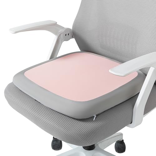 SheRest Office Chair Cushion with Straps, Memory Foam Seat Cushion with Removable Cover, Suitable for Office Chairs, Car Seats, and Airplane Seats, Pink, Large - color: Pink, size: Large