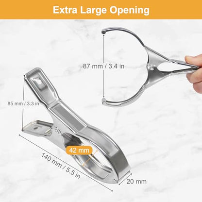 Coideal Metal Pool Cover Clips - 10 Pcs Large Beach Towel Chair Clips 5.5 Inch Stainless Steel Clothes Pins Quilt Clamps Windproof for Sunbed Lounge Cruise (14cm) - size: 14 cm