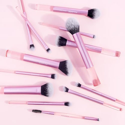 MAANGE 13 PCS Makeup Brushes Professional Make Up Brushes Premium Synthetic Powder Concealers Brushes Travel Makeup Brush Set with Case (Pink) - color: Pink