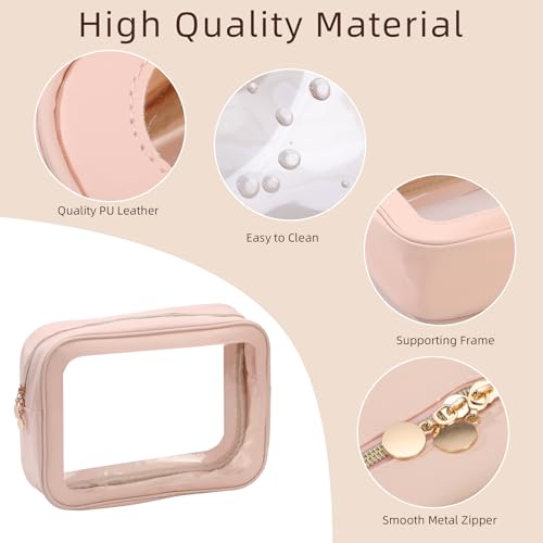 3PCS Diaper Bag Organizer Pouch Set，Clear Organizer Bags,TSA Approved Toiletry Bag,Clear Waterproof Cosmetic Bags with Zipper,Purse Organizer Pouches,Travel Organizer Bags for Woman and Kids - color: Pink, size: 3PCS