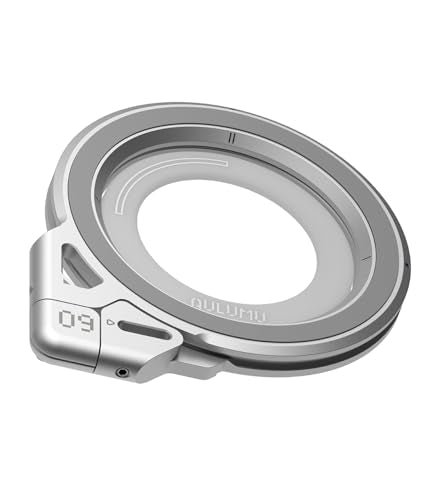 Aulumu G09 Magnetic Ring Grip | Omnidirectional Rotation | MagSafe Compatible | Aluminium Alloy Construction | Stable Dual-Sided Magnetic Attachment | Includes Handle Ring Phone Stand- Silver - color: Silver