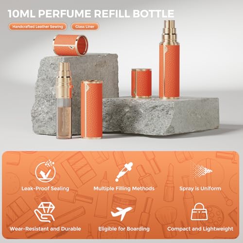 kuangre 10ml Atomizer Perfume Spray Bottle, Empty Cologne Dispenser, Portable Sprayer Travel Essentials for Many Scenes Gifts. - color: Starry Orange-10ml