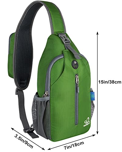 WATERFLY Crossbody Sling Backpack Sling Bag Travel Hiking Chest Bag Daypack - color: Z-army Green
