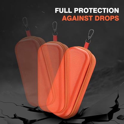 MoKo Double Eyeglass Case, Hard Shell Dual Glasses Case, Travel Sunglass Organizer with Zipper, Eyeglasses Storage Box - color: Orange-rectangular