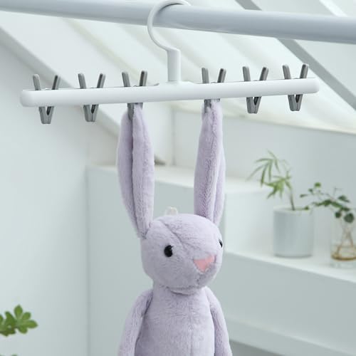 Foshine Clothes Hanger 2 Pack Clothes Drying Racks Windproof for Drying Socks Bras Underwears Baby Clothes Hats Scarfs Towels Pants and Gloves Diaper Grey Orange - color: White With Orange&grey Clips