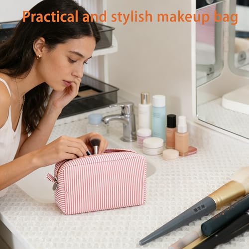 2pcs Makeup Bag Travel Toiletry Bag for Women Lightweight Make Up Bag Purse Organizer Pouches Large Cosmetic Bag Small Makeup Pouch Medicine Bag Travel Essentials for Women Pink - color: pink