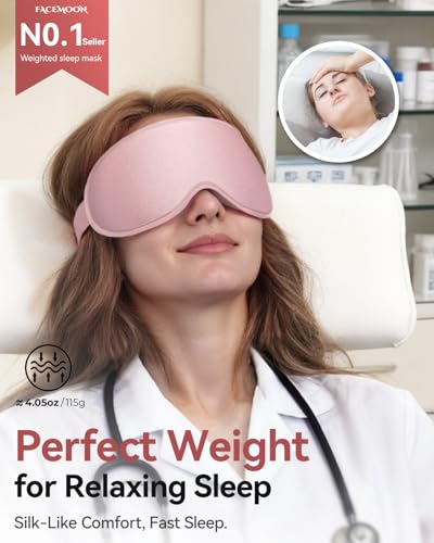 Weighted Blackout Sleep Mask for Women, 3D Contoured Zero Eye Pressure, Lash-Friendly Deep Eye Cups, Adjustable Slide Buckle Strap, Night Shift Nurse Essentials for Day Sleep & College Dorm Naps(Pink) - color: Pink