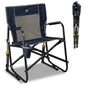 GCI Outdoor Freestyle Rocker Camping Chair | Portable Folding Rocking Chair with Solid, Durable Armrests, Drink Holder & Comfortable Backrest — Indigo Blue - color: Indigo Blue, style: Freestyle Rocker