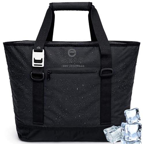 Soft Sided Cooler Tote Bag – Waterproof Leakproof Insulated Dry Bag Cooler with Zipper Top, Collapsible Beach, Pool, Boat, Grocery Cooler (20 or 36 Cans) - color: Black