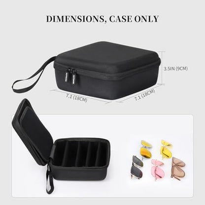 AUTOARK EVA Hard Shell Travel Eyeglasses Case,4 Adjustable Dividers,Holds 5 Glasses,Felt Lining - color: Black
