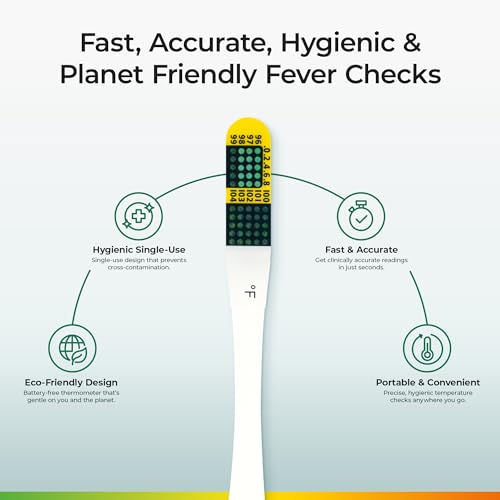 NexTemp Ultra Disposable Thermometer (12-Pack, Fahrenheit) — Oral Thermometer for Adults, Single Use, Battery Free, Hygienic, High Accuracy Readings in 1 Minute, for Home, Clinic & Travel - size: 12 Pack, style: Fahrenheit