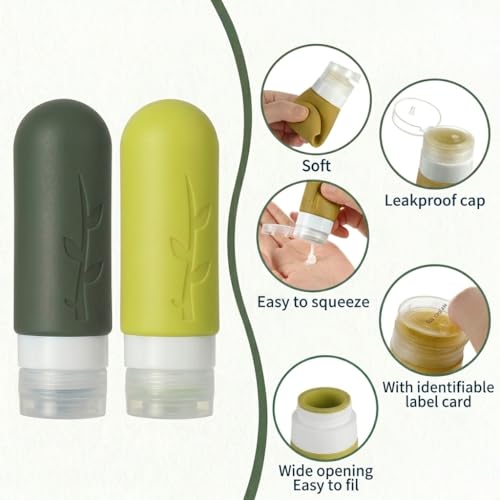 DEPOZA Travel Bottles Kit (16 Pack) - TSA Approved, Leak Proof Silicone Squeezable Containers for Toiletries. Complete Set with Jars, Sprayers & Bag (M-Green) - color: M-Green