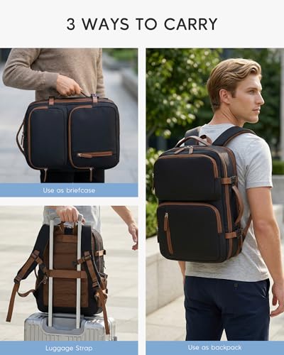 17x13x6 Personal Item Bag Travel Backpack for Men Women 43x33x15 Travel Bag Expandable with USB Charging Port 180°Full Open Access Laptop Backpack,Beige - color: Beige