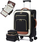 LOVEVOOK Carry on Luggage Airline Approved with Garment Bag & Spinner Wheels, 26.5 Inch Large Rolling Suitcase with TSA Lock, Softside Lightweight Underseat Carryon Luggage for Women Travel, 3Pcs - color: Black-beige-brown, size: 26.5 inch （4pcs set）