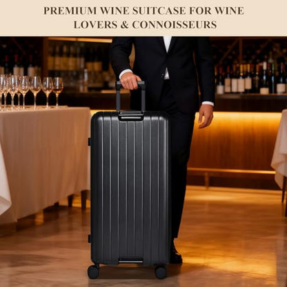 12-Bottle Wine Suitcase for Airplanes | TSA-Approved Checked Luggage | Durable PC Hard Shell & Shockproof Foam | Maximum Protection Travel Case for Airline Transport