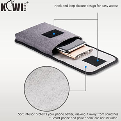 KIWIFOTOS Travel Cell Phone Pouch Crossbody Bag with Strap for iPhone 17 16 15 14 Pro Max S26 S25 Ultar Walking Passport Holder Neck Phone Holster Carrying Cases - color: Grey, Single Layer