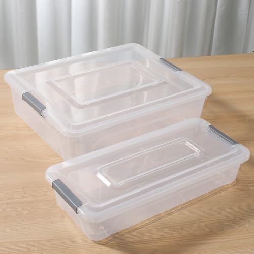 8 Pack 4QT Clear Plastic Storage Bins with Lids Stackable Storage Box for Crafts, Supplies Plastic Container Bins for Organizing (Small 8Pack) - size: Small 8Pack