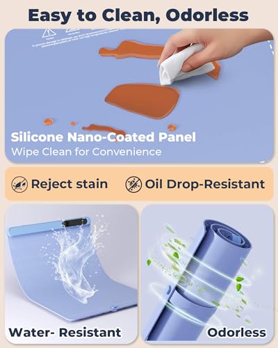 Food Warming Mat for Food, Upgrade High-tech Graphene Heating with 6-Level Adjustable Temperature and 6-Hour Timer, Silicone Roll Up Food Warming Tray, Portable for Parties (Light Blue, Large) - color: Light Blue