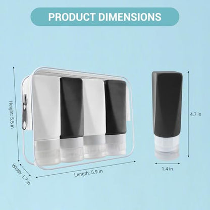 Travel Bottles Leak Proof,3 oz TSA Approved Silicone Squeezable, Refillable Containers Set for Toiletries Shampoo Conditioner Lotion (travel bottles black) - color: Black