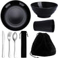 Kyraton Camping Utensils, Portable Travel Silverware Set with Reusable Light Weight Mug, Bowls and Plate, Stainless Steel Cutlery Set, Camping Mess Kit for 1 Person - color: A. 1 Person