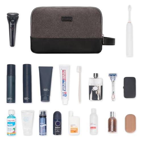 WANDF Travel Toiletry Bag for Men Large Toiletries Shaving Bag Water Resistant Hanging Dopp Kit Travel Accessories Bag for Women Men (Dark Grey) - color: Dark Grey