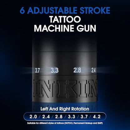 INKin Tattoo Gun Kit for Beginners Complete Set, InkFlexo Wireless Tattoo Machine with 6 Adjustable Stroke and 2Pcs 1600mAh Batteries, Tattoo Kit with Revo Tattoo Needles and Ink for Tattoo Artists