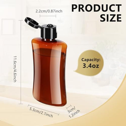 Domensi 6 Pcs 3.4 oz Travel Bottles Bulk Plastic Squeeze Empty Lotion Bottles with Flip Cap Small Portable Travel Leak Proof Refillable Cosmetic Container for Toiletries Liquid Shampoo