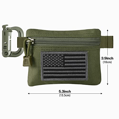 FRTKK 2 Pack Tactical Compact EDC Pouches Military Molle Utility Pouch Accessories Organizer Pouch Coin Purse Keychain Pocket Credit Card Holder Waist Pack - color: Army green 3