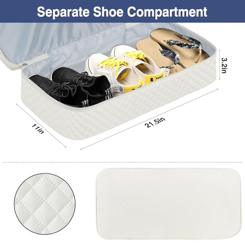 ITIEZY Weekender Overnight Bag for Women - Large Travel Duffel Bag with Shoe Compartment, Gym Duffel Bag Hospital Bag Carry On Tote Bags for Airplanes with Crossbody Bag Toiletry Bag 3Pcs Set - color: 9A-Off White