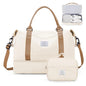 Weekender Bags for Women,Personal Item Travel Bag with Shoes Compartment,Overnight Travel Duffel Bag with Toiletry Bag,Medium - color: Beige & Brown, size: Medium