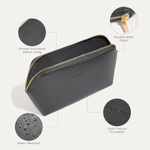 ROWNYEON Small Makeup Bag for Purse, Mini Portable Cosmetic Bags for Women, PU Leather Coin Purse Lipstick Cosmetic Accessories Organizer, Travel Makeup Pouch Zipper Pouch for Men Women - color: Black, size: L(6.5''x1.8''x4.9'')