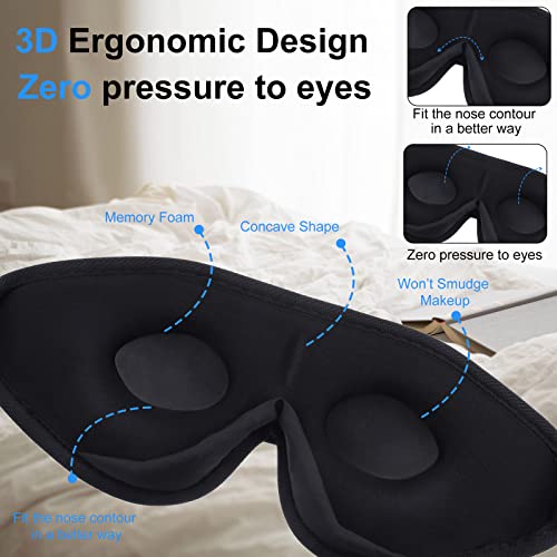 2 Pieces 3D Sleep Mask for Kids Memory Foam Contoured Eye Mask, Travel Sleep Eye Cover with Adjustable Strap, 3D Blindfolds(Blue and Green) - color: Blue and Green