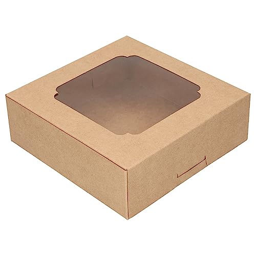 20 Pack Bakery Boxes with Window Small 6x6x2 inch for Cookie, Candy, Pastry, Brownie, Chiffon Cake, Tart, Pie, Waffle (Kraft Brown) - color: Kraft Brown