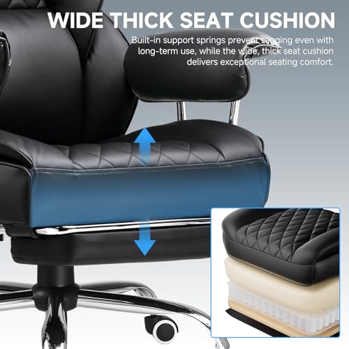 GTPLAYER Gaming Chair,Office Chair with Pocket Spring Lumbar Support, Ergonomic Comfortable Wide Office Desk Computer Chair with Outward Fixed Soft Armrests and Footrest (PU Leather, Black) - color: Black